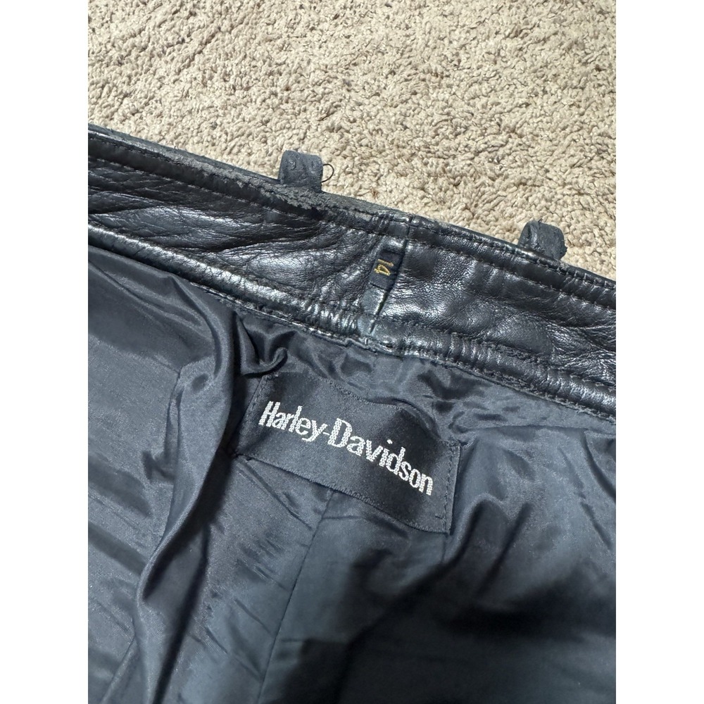Vintage Harley Davidson Leather Pants Womens 14 Moto Braided Chaps Biker 80s 90s - Picture 5 of 11